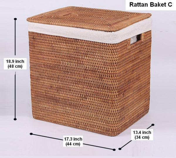 Storage Baskets for Bathroom, Rectangular Storage Baskets, Large Brown Rattan Storage Baskets, Storage Basket with Lid, Storage Baskets for Clothes-Art Painting Canvas