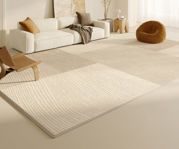 Bedroom Modern Rugs, Large Modern Rugs for Living Room, Dining Room Geometric Modern Rugs, Cream Color Contemporary Modern Rugs for Office-Art Painting Canvas