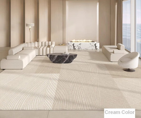 Bedroom Modern Rugs, Large Modern Rugs for Living Room, Dining Room Geometric Modern Rugs, Cream Color Contemporary Modern Rugs for Office-Art Painting Canvas