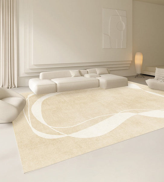 Thick Soft Modern Rugs for Living Room, Dining Room Modern Rugs, Cream Color Modern Living Room Rugs, Contemporary Rugs for Bedroom-Art Painting Canvas