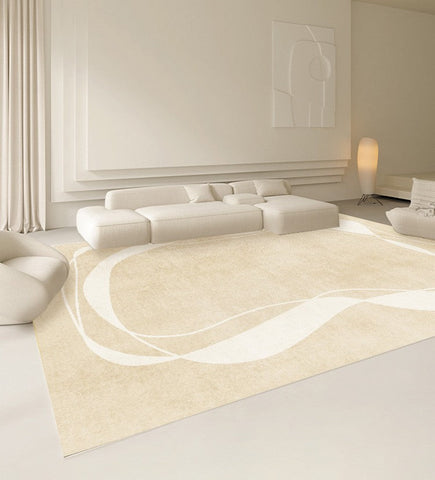 Dining Room Modern Rugs, Cream Color Modern Living Room Rugs, Thick Soft Modern Rugs for Living Room, Contemporary Rugs for Bedroom-Art Painting Canvas