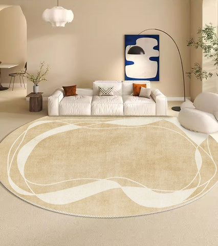 Thick Round Rugs under Coffee Table, Contemporary Modern Rug Ideas for Living Room, Modern Round Rugs for Dining Room, Circular Modern Rugs for Bedroom-Art Painting Canvas