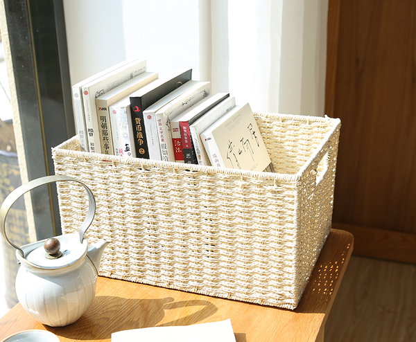 Large Woven Straw Storage Basket, Storage Basket for Bedroom, Rectangle Storage Basket, Picnic Storage Basket, Storage Basket for Toys-Art Painting Canvas