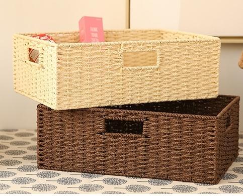 Woven Straw basket, Storage Basket, Rectangle Basket, Picnic Basket-Art Painting Canvas