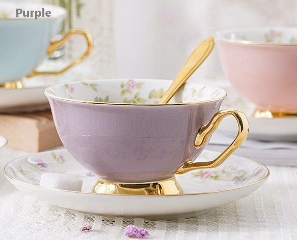 Elegant Ceramic Coffee Cups, Beautiful British Tea Cups, Unique Traditional Afternoon Tea Cup and Saucer in Gift Box, Royal Porcelain Tea Cup Set-Art Painting Canvas