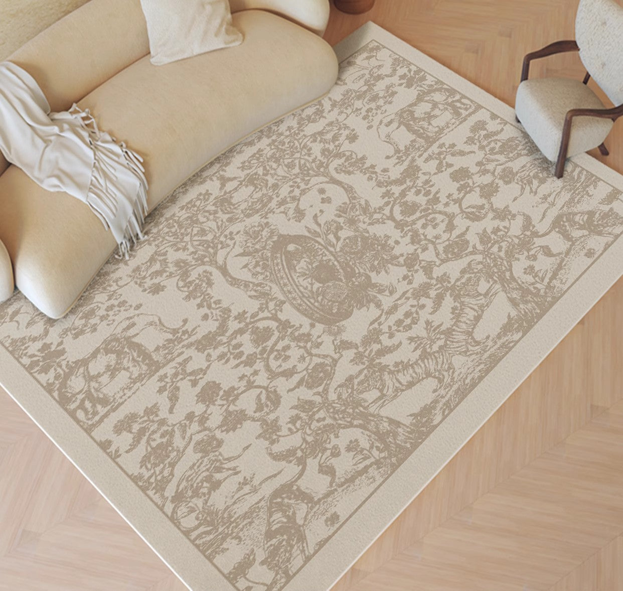 Contemporary Modern Rugs for Living Room, French Style Modern Rugs for Interior Design, Modern Rugs for Dining Room, Thick Soft Rugs under Coffee Table-Art Painting Canvas