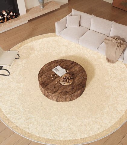 Circular Modern Rugs under Chairs, Bedroom Modern Round Rugs, Modern Rug Ideas for Living Room, Dining Room Contemporary Round Rugs-Art Painting Canvas