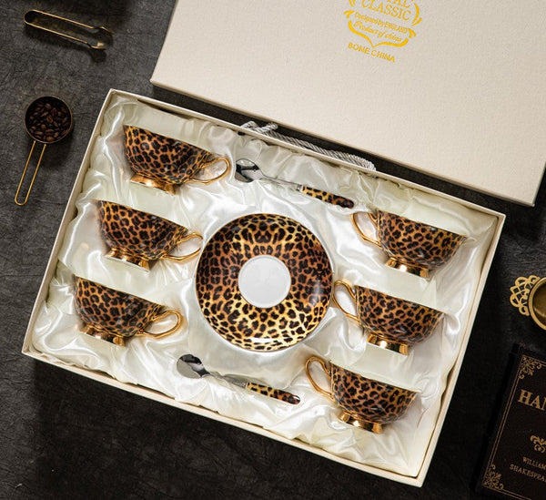 Modern Ceramic Cups, Creative Bone China Porcelain Tea Cup Set, Elegant Ceramic Coffee Cups, Unique Tea Cups and Saucers in Gift Box-Art Painting Canvas