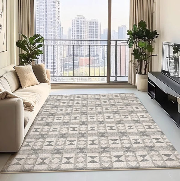 Large Gray Floor Rugs for Living Room, Dining Room Floor Rug, Modern Floor Rugs for Bedroom, Extra Large Geometric Modern Rugs for Office-Art Painting Canvas
