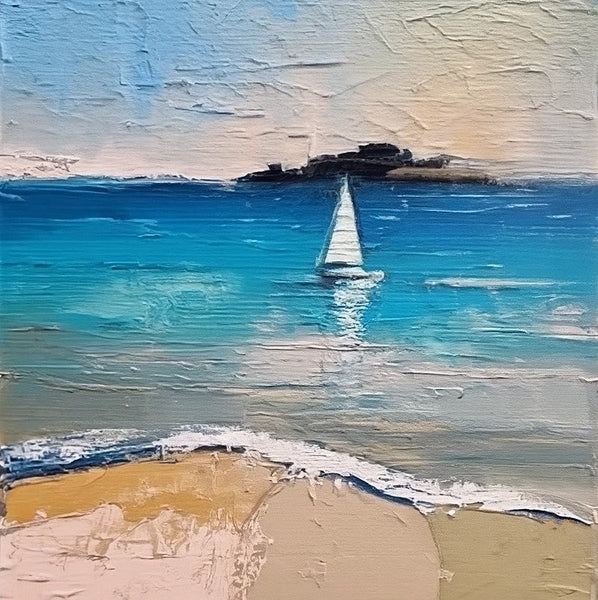 Simple Small Canvas Paintings, Sail Boat at Sea Painting, Hand Painted Canvas Art, Easy Seascape Painting Ideas, Small Landscape Painting-Art Painting Canvas