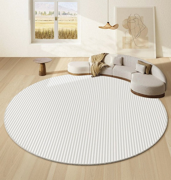 Contemporary Modern Rug under Coffee Table, Bedroom Abstract Modern Area Rugs, Geometric Round Rugs for Dining Room, Circular Modern Rugs under Chairs-Art Painting Canvas