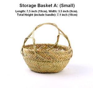 Natural Hand-woven Bamboo Basket, Large Picnic Food Basket with Handle, Lovely Bamboo Baskets for Vegetable, Natural Fruit Basket Kitchen Storage Baskets-Art Painting Canvas