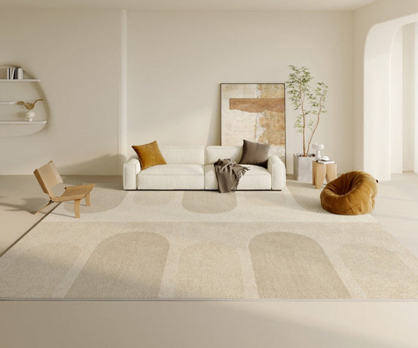 Modern Rug Ideas for Bedroom, Contemporary Modern Rug Placement Ideas for Living Room, Cream Color Geometric Rugs for Dining Room-Art Painting Canvas