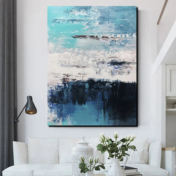 Blue Abstract Paintings, Acrylic Paintings for Bedroom, Contemporary Canvas Wall Art, Buy Large Paintings Online-Art Painting Canvas