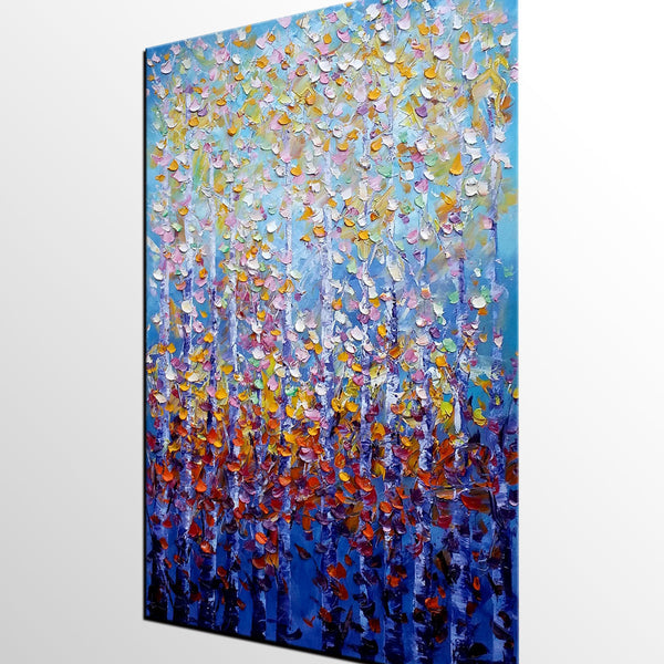 Canvas Art, Landscape Art, Birch Tree Wall Art, Living Room Wall Art, Custom Extra Large Painting