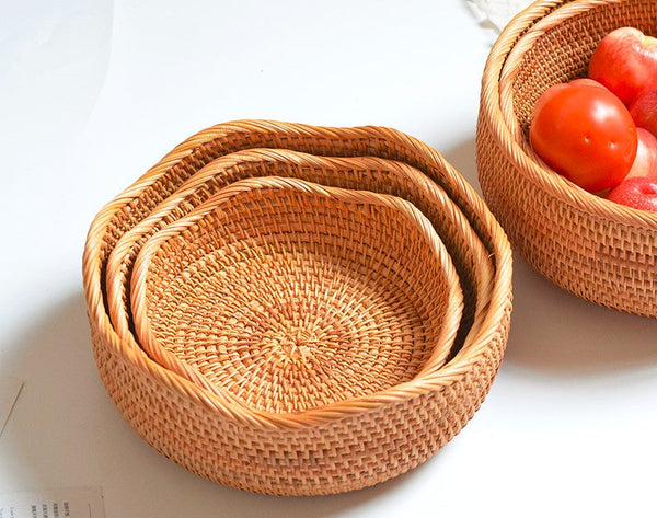 Small Rattan Baskets, Round Storage Basket, Woven Storage Baskets, Kitchen Storage Baskets, Storage Baskets for Shelves-Art Painting Canvas