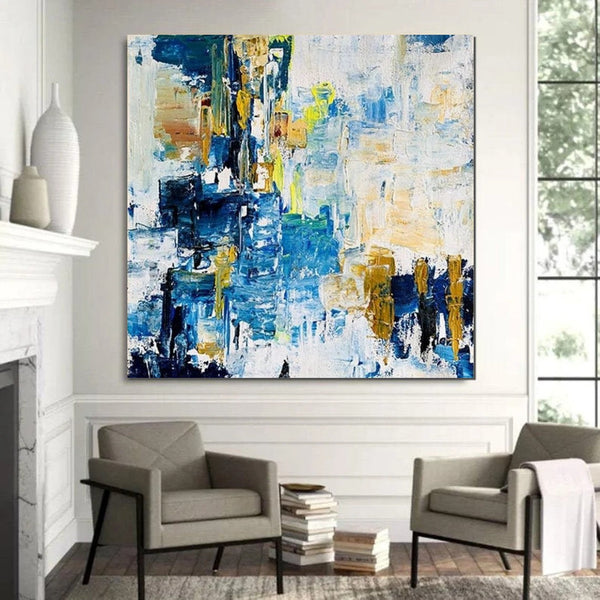 Acrylic Paintings for Bedroom, Large Paintings for Sale, Blue Abstract Acrylic Paintings, Living Room Wall Painting, Contemporary Modern Art, Simple Canvas Painting-Art Painting Canvas