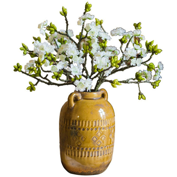 Flower Arrangement Ideas for Living Room, White Cherry Blossom, Sakura Flowers, Unique Artificial Flowers for Home Decoration, Simple Artificial Floral for Bedroom-Art Painting Canvas