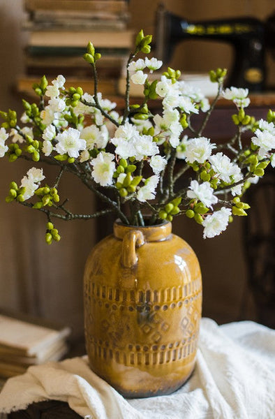 Flower Arrangement Ideas for Living Room, White Cherry Blossom, Sakura Flowers, Unique Artificial Flowers for Home Decoration, Simple Artificial Floral for Bedroom-Art Painting Canvas