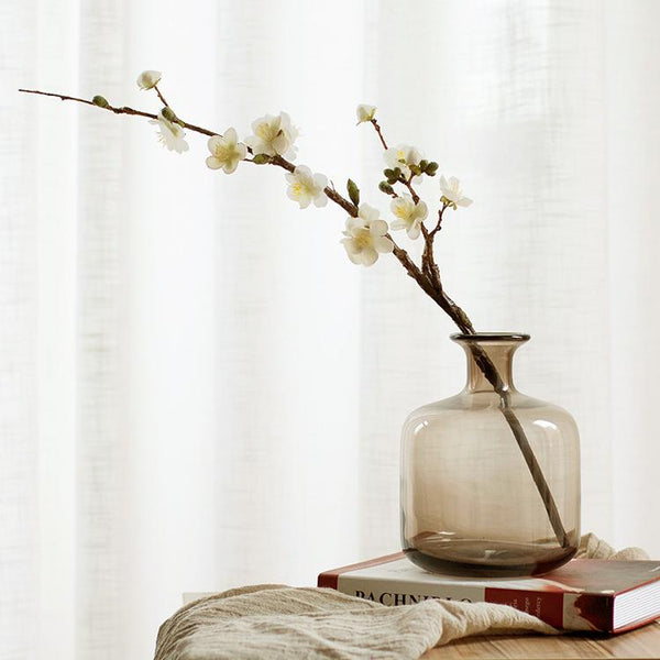 White and Pink Plum Artificial Flowers, Artificial Botany Plants, Silk Flower Arrangement, Plum Flower, Simple Flower Arrangement for Home Decoration-Art Painting Canvas
