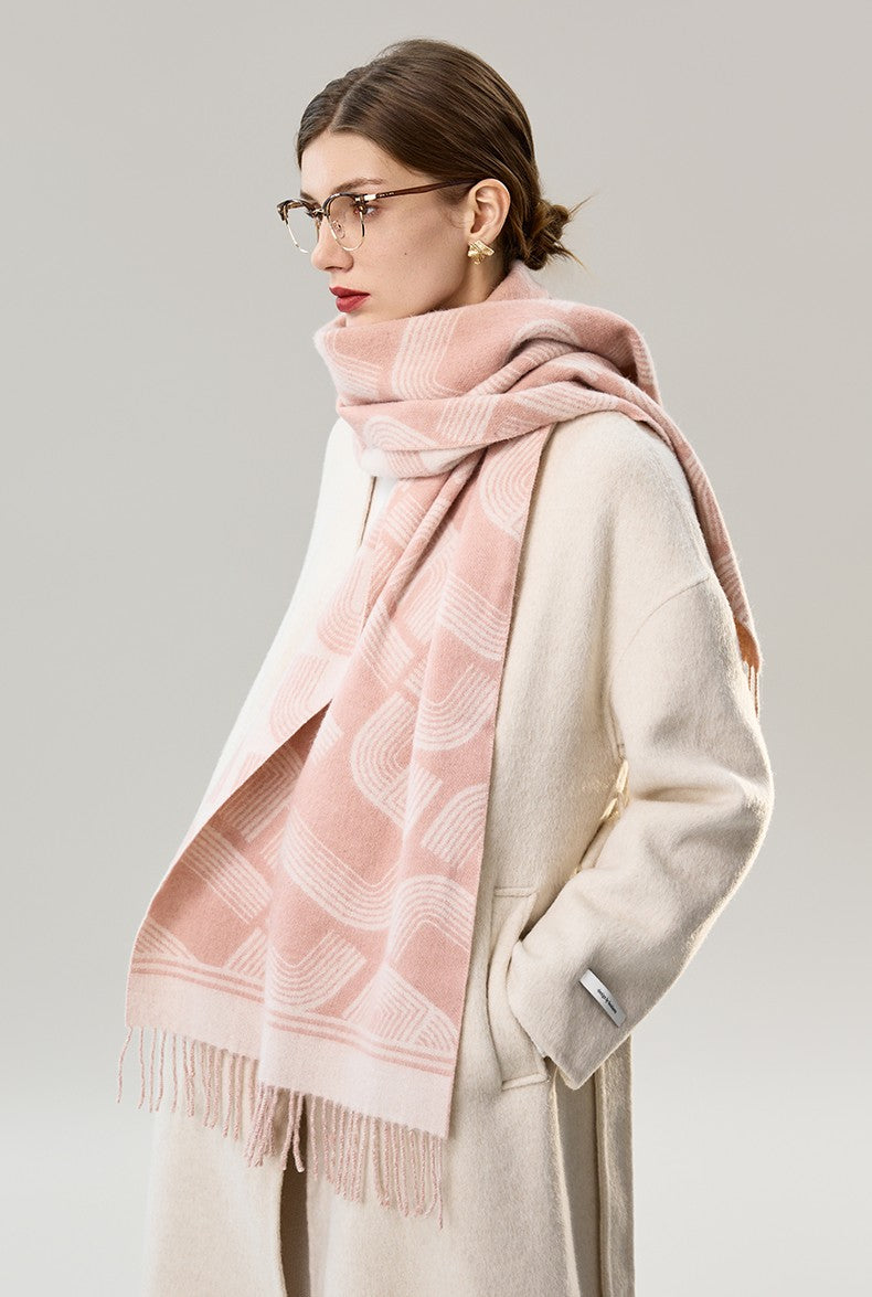 Holiday Women Scarf, Cold Weather Scarf, Fashion Designer Scarf, Modern Wool Scarf, Warm Winter Scarf, Soft Cashmere Scarf for Women, Elegant Scarf-Art Painting Canvas