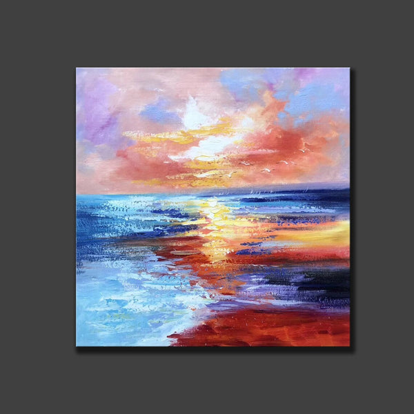 Sunset Painting, Acrylic Paintings for Living Room, Abstract Acrylic Painting, Abstract Landscape Paintings, Simple Painting Ideas for Bedroom, Large Abstract Canvas Paintings-Art Painting Canvas