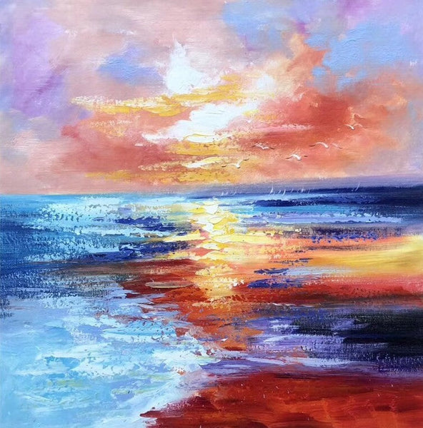 Sunset Painting, Acrylic Paintings for Living Room, Abstract Acrylic Painting, Abstract Landscape Paintings, Simple Painting Ideas for Bedroom, Large Abstract Canvas Paintings-Art Painting Canvas