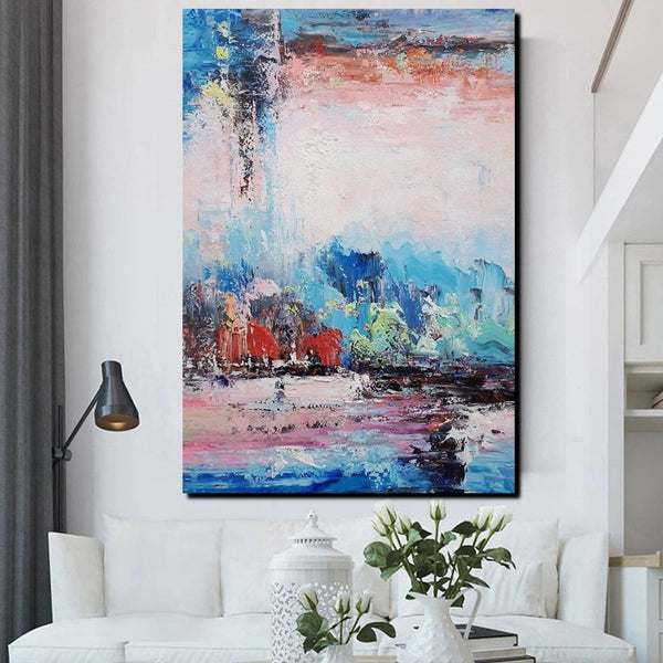 Modern Paintings Behind Sofa, Abstract Paintings for Living Room, Palette Knife Canvas Art, Impasto Wall Art, Buy Paintings Online-Art Painting Canvas