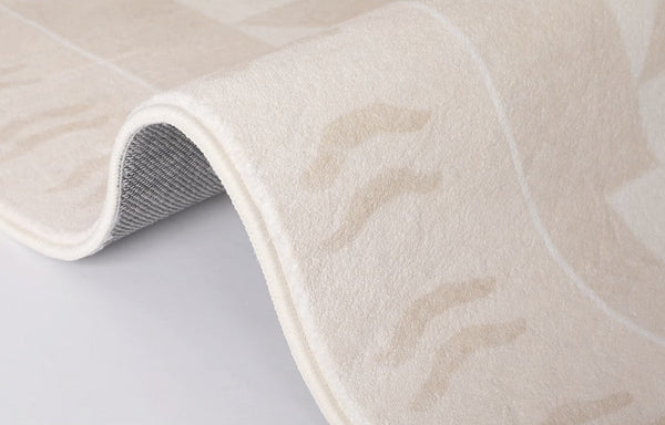 Abstract Cream Color Modern Carpets for Living Room, Modern Rugs for Dining Room, Soft Contemporary Rugs for Bedroom, Mid Century Modern Rugs Next to Bed-Art Painting Canvas