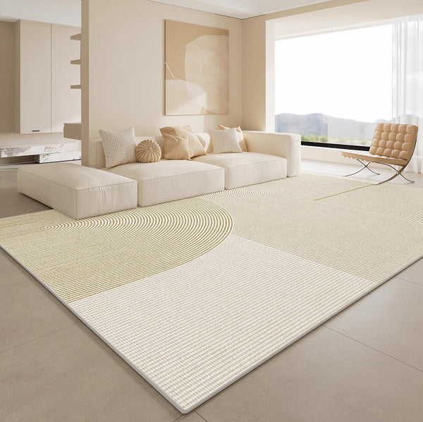 Abstract Contemporary Rugs for Bedroom, Modern Rugs under Sofa, Dining Room Floor Rugs, Modern Rugs for Office, Large Cream Color Rugs in Living Room-Art Painting Canvas