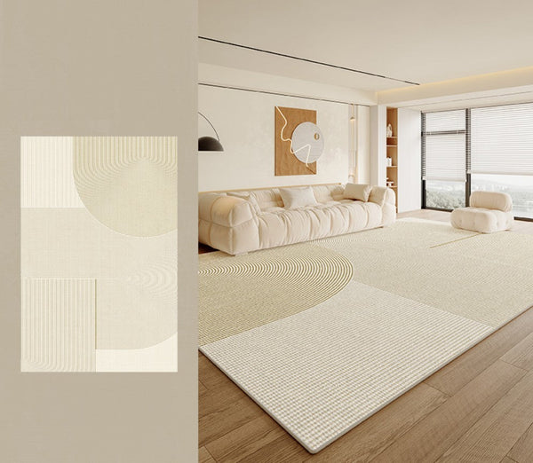 Abstract Contemporary Rugs for Bedroom, Modern Rugs under Sofa, Dining Room Floor Rugs, Modern Rugs for Office, Large Cream Color Rugs in Living Room-Art Painting Canvas