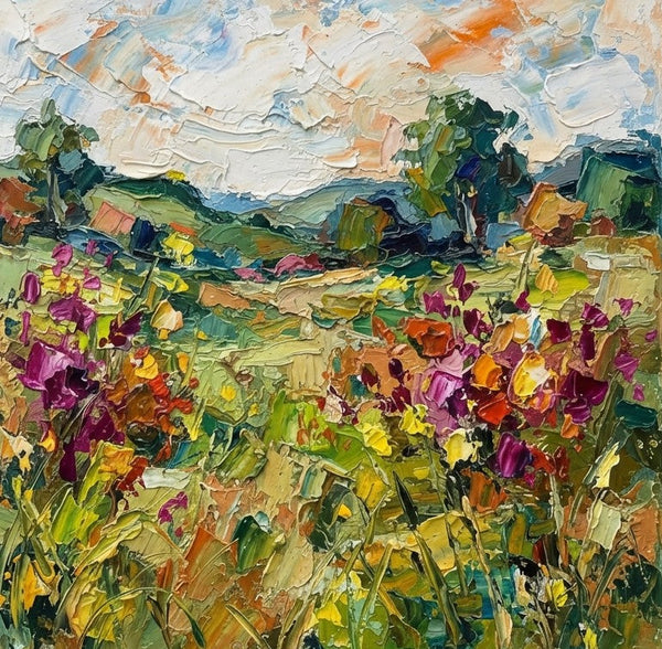 Original Landscape Painting, Abstract Countryside Scenery Painting, Original Small Art, Original Oil Painting, Hand Painted Canvas Art, Impasto Artwork, Palette Knife Paintings