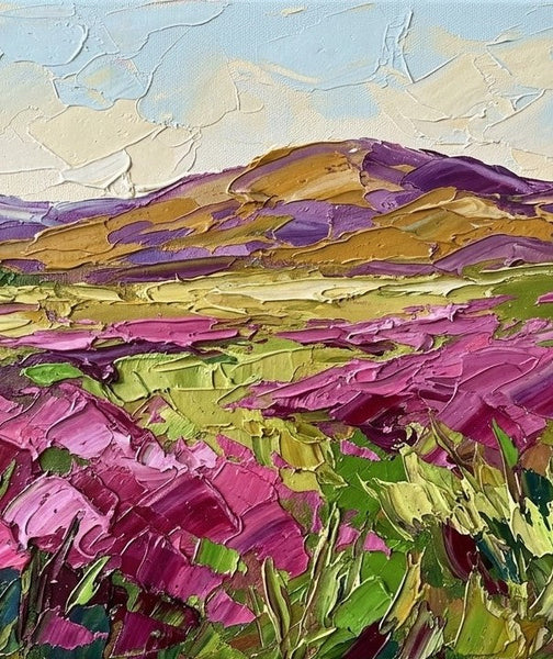 Purple Blossom Wilderness, Small Canvas Artwork for Sale, Original Canvas Paintings, Heavy Texture Paintings on Canvas, Buy Paintings Online