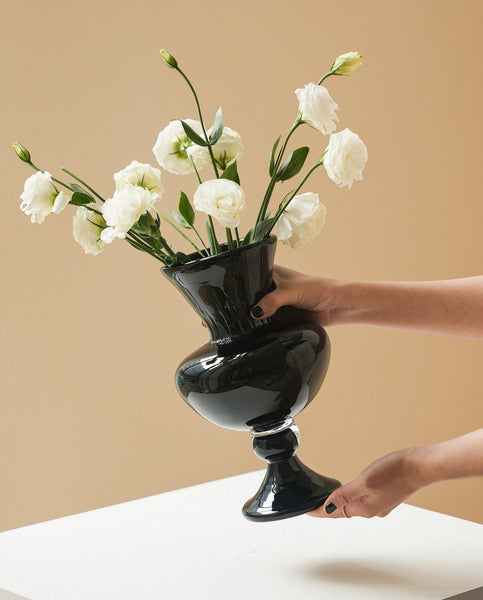 Mid Century Glass Vases, Handmade Modern Vases for Living Room, Modern Glass Vase for Flowers, Unique Decorative Glass Vase, Centerpiece Contemporary Vases on Table-Art Painting Canvas