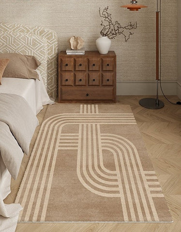 Abstract Modern Rugs for Living Room, Contemporary Modern Rugs Next to Bed, Geometric Modern Rugs under Dining Room Table, Brown Modern Carpets for Office-Art Painting Canvas