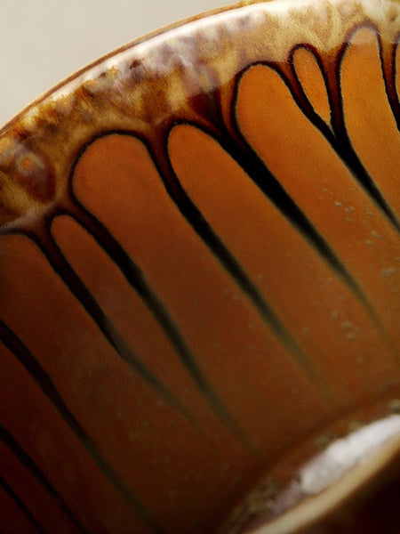 Unique Tea Cup, Creative Brown Green Ceramic Coffee Mugs, Large Modern Handmade Pottery Coffee Cup, Large Capacity Coffee Mugs-Art Painting Canvas