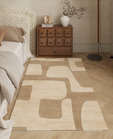 Unique Geometric Modern Rugs under Dining Room Table, Brown Modern Carpets for Office, Abstract Modern Rugs for Living Room, Contemporary Modern Rugs Next to Bed-Art Painting Canvas