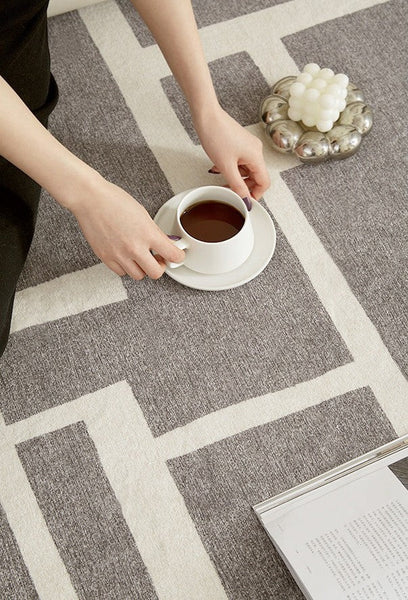 Large Geometric Rugs, Contemporary Area Rugs for Dining Room, Modern Rugs for Living Room, Gray Modern Rugs for Bedroom-Art Painting Canvas