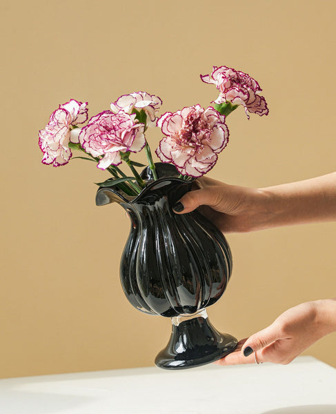 Handmade Modern Vases for Living Room, Modern Glass Vase for Flowers, Mid Century Glass Vases, Unique Decorative Glass Vase, Centerpiece Contemporary Vases on Table-Art Painting Canvas