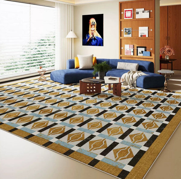 Modern Living Room Rug Ideas, Geometric Modern Rugs for Dining Room, Mid Century Colorful Rugs, Contemporary Abstract Rugs under Coffee Table-Art Painting Canvas