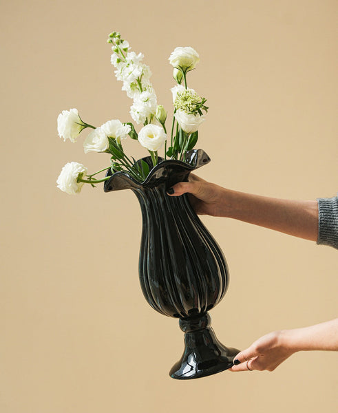 Mid Century Glass Vases, Handmade Modern Vases for Living Room, Modern Glass Vase for Flowers, Unique Decorative Glass Vase, Centerpiece Contemporary Vases on Table-Art Painting Canvas