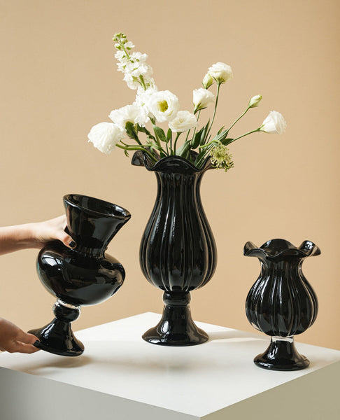 Handmade Modern Vases for Living Room, Modern Glass Vase for Flowers, Mid Century Glass Vases, Unique Decorative Glass Vase, Centerpiece Contemporary Vases on Table-Art Painting Canvas