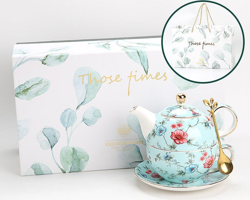 Stackable Ceramic Teapot And Cup Set Tea Pot With Lid And Saucer