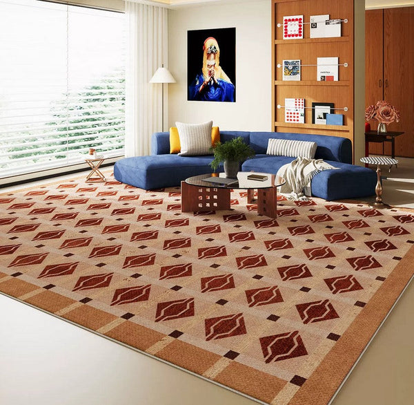 Geometric Modern Rugs for Dining Room, Mid Century Modern Rugs, Colorful Modern Rugs for Living Room, Contemporary Abstract Rugs under Coffee Table-Art Painting Canvas
