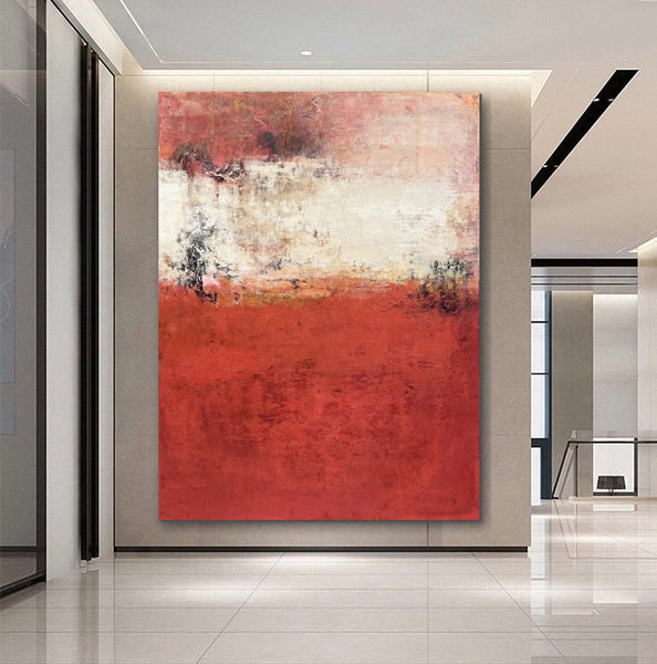 Canvas Painting for Living Room, Huge Contemporary Abstract Artwork, Red Abstract Painting Ideas for Interior Design, Modern Wall Art Painting-Art Painting Canvas