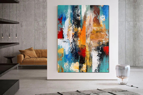 Colorful Abstract Acrylic Paintings for Living Room, Heavy Texture Canvas Art, Modern Contemporary Artwork, Buy Paintings Online-Art Painting Canvas