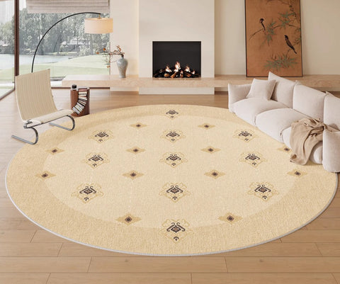 Bedroom Modern Round Rugs, Modern Rug Ideas for Living Room, Dining Room Contemporary Round Rugs, Circular Modern Rugs under Chairs-Art Painting Canvas