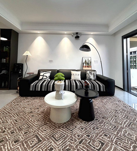 Large Modern Rugs for Living Room, Brown Modern Rug Ideas for Bedroom, Abstract Geometric Modern Rugs, Modern Rugs for Dining Room-Art Painting Canvas