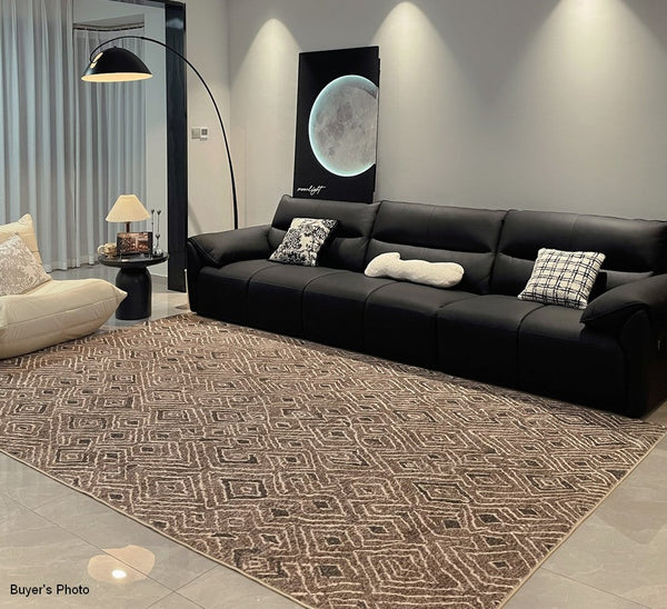 Brown Modern Rug Ideas for Bedroom, Large Modern Rugs for Living Room, Abstract Geometric Modern Rugs, Modern Rugs for Dining Room-Art Painting Canvas