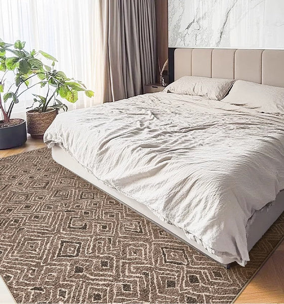 Brown Modern Rug Ideas for Bedroom, Large Modern Rugs for Living Room, Abstract Geometric Modern Rugs, Modern Rugs for Dining Room-Art Painting Canvas